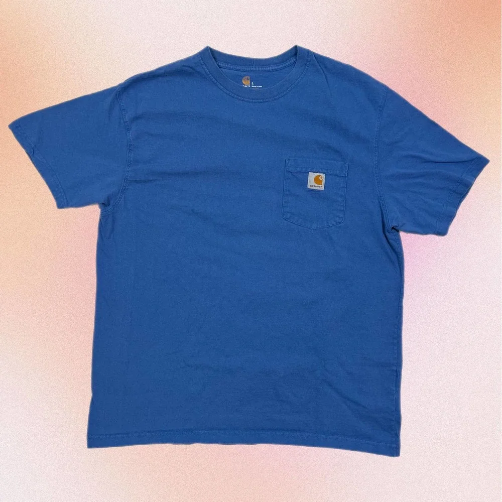Carhartt Original Fit Large Blue Work T-Shirt Boxy Oversized - Picture 1 of 6